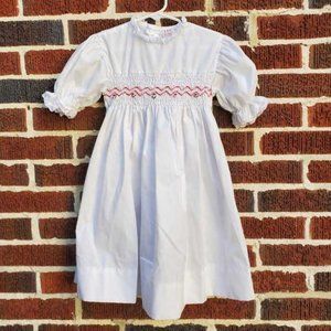 Vintage girl's 6X The Smockery white smocked dress